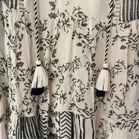 Anthropologie Cream & Black Talulah Tiered MIDI Dress - Picture 12 of 13